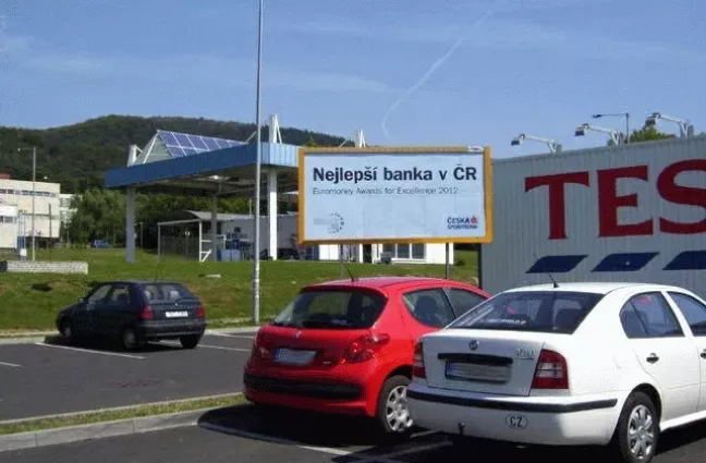 Revoluční TESCO, Krupka, Teplice, billboard